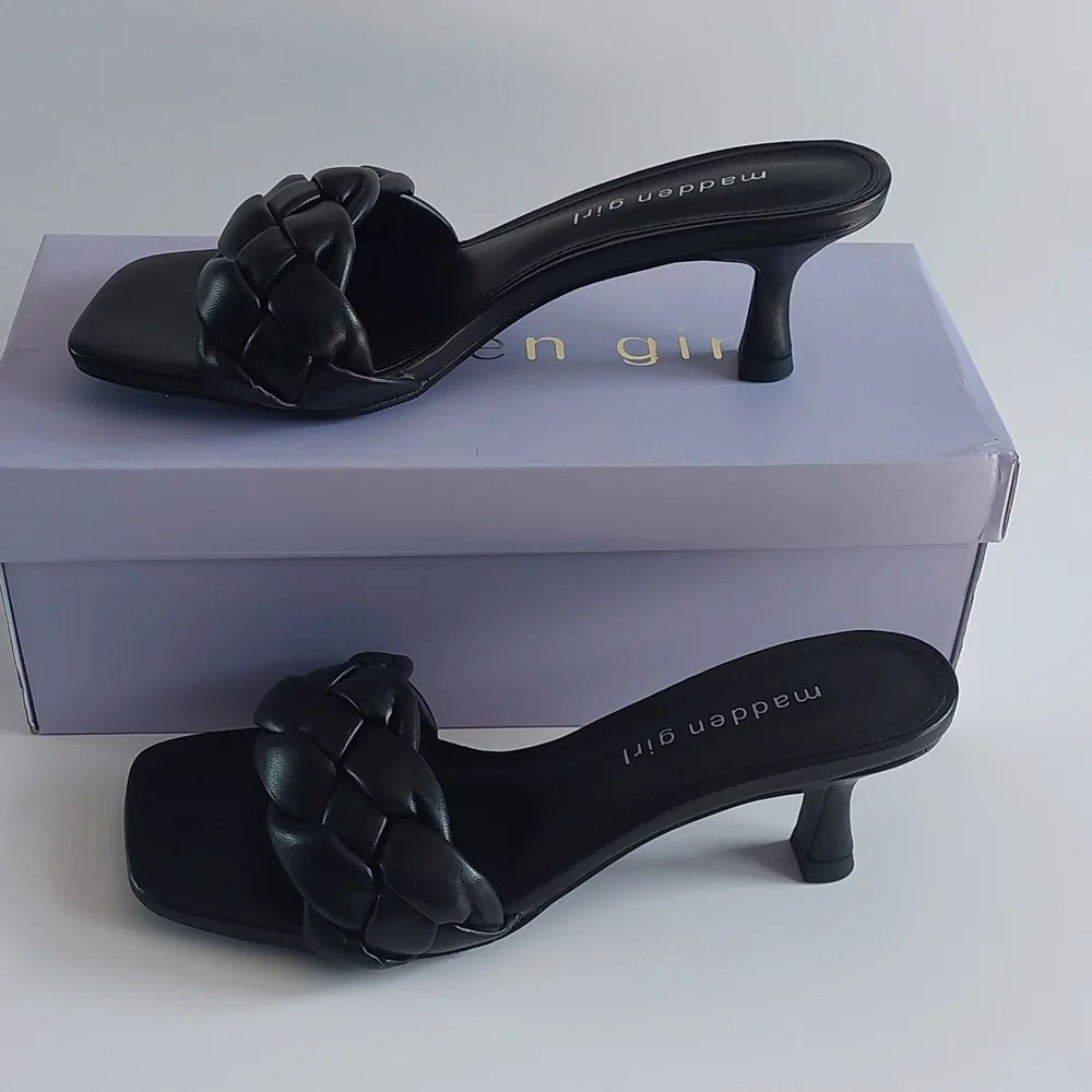 Madden girl women's sandals‎ kitten heels shanaa black size 6.5M
